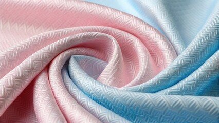 Poster - Soft fabric in pastel colors, showcasing intricate patterns and textures in a swirling arrangement.