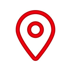 Poster - Red pin icon symbolizes a map position aimed at navigation. it shows a simple circle in a frame.