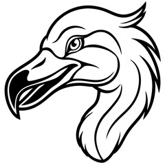 Poster - a striking black and white illustration of a dodo bird head, showcasing its unique features