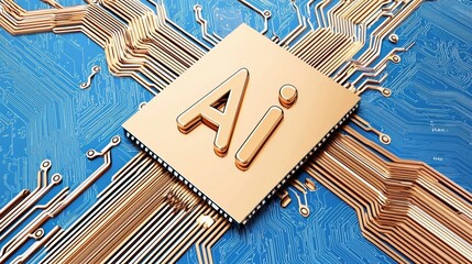 Poster - A close-up of a microchip featuring the letters 'AI', symbolizing advancements in artificial intelligence and its impact on technology.