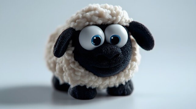 3d cartoon sheep, very clean clear white background