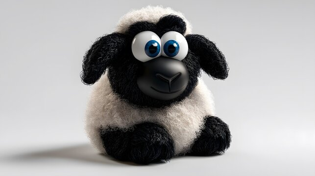 3d cartoon sheep, very clean clear white background
