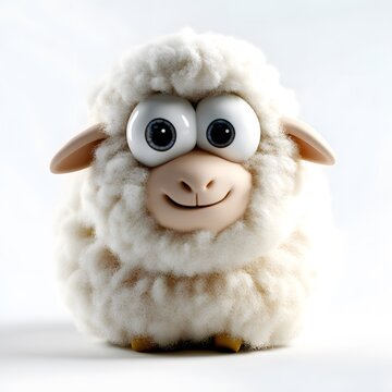 3d cartoon sheep, very clean clear white background