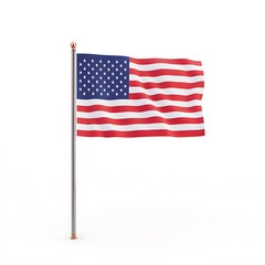 Wall Mural - american flag waving on a flagpole with clear blue background
