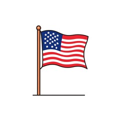 Wall Mural - vibrant american flag flying against a white background illustration