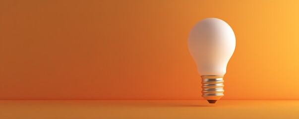 Poster - Minimalist light bulb against an orange backdrop symbolizing ideas and creativity with a modern touch : Generative AI