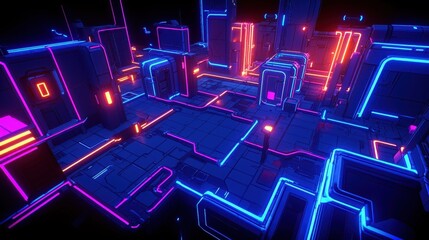Poster - A sci-fi metropolis with neon-lit smart buildings, autonomous drones, and seamless AI transportation systems.
