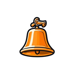 Wall Mural - bright orange hand-drawn bell icon for notifications and alerts