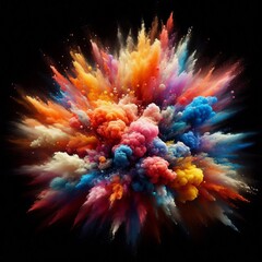 Wall Mural - An explosion of color against a black background