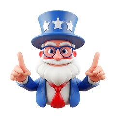 Wall Mural - cheerful cartoon character in patriotic outfit celebrating freedom