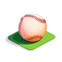 Wall Mural - vintage style illustration of a baseball on green base surface