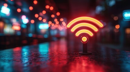 Poster - Artistic representation of wifi waves radiating from a central point illustrating blockchain-powered wifi security