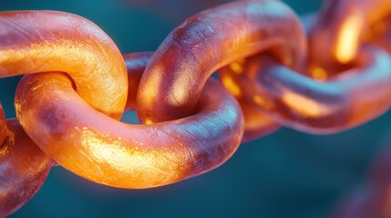 Poster - Close-up of a strong chain symbolizing the concept of blockchain security and its essential role in digital transactions