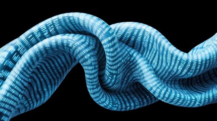 Poster - An abstract wave of binary code in blue, symbolizing data flow and digital transformation in modern technology.