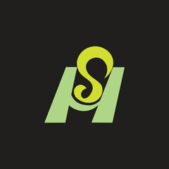 Fototapete - Modern letter SH elegant trendy initial monogram.