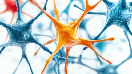 Poster - Close-up view of colorful neurons highlighting their complex structures and connections within the human nervous system.