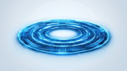 Poster - futuristic digital circular portal with glowing blue lights, symbolizing technology, innovation, and