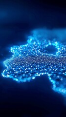 Poster - Futuristic Germany Map, illuminated blue nodes interconnected by digital lines, dark blue background, showcasing advanced technology and connectivity in a sleek design.