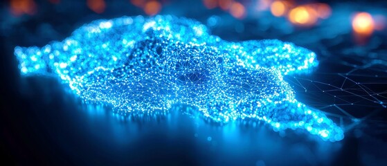 Poster - Futuristic Visualization of Mexico's Geography, Vibrant Blue Nodes, Detailed Data Streams, Dark Background, Intricate Design, Tech-Inspired Aesthetic, Dynamic Connectivity