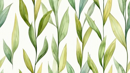 Poster - Botanical Pattern: A seamless pattern of elegant green and yellow leaves, exuding a sense of freshness and natural beauty. Perfect for textiles, wallpaper, and design projects.