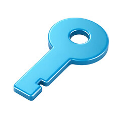 Poster - 3D render of a blue key.  Symbol of access, security, and solutions.