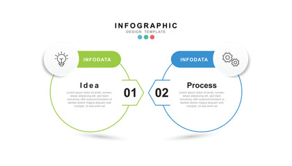 Naklejka na meble Vector Infographic label design template with icons and 2 options or steps.
