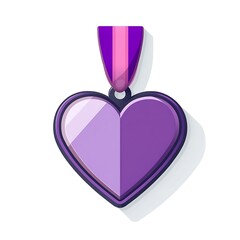 Wall Mural - heart-shaped medal icon with vibrant purple color design