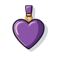 Wall Mural - purple heart pendant with glossy finish and golden loop design