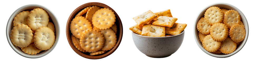 Poster - Generative Ai created an image of a bowl of crackers isolated on a transparent background
