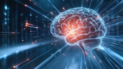 Poster - exploring neural connections brain activity visualization digital realm 3d animation high-tech envir