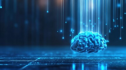 Poster - Digital brain visualization futuristic technology concept art virtual environment close-up view neural network representation