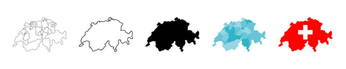 Wall Mural - Swizerland map icon. Swizerland country icons collection. Swiss map symbol. Vector elements