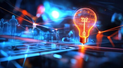 Poster - innovative light bulb concept creative studio digital art futuristic environment close-up view inspi
