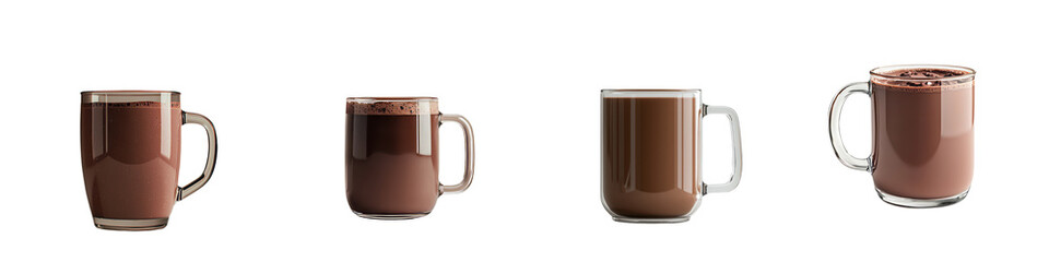 Poster - Isolated on a transparent background is a glass mug of hot chocolate, an image generated using Generative Ai