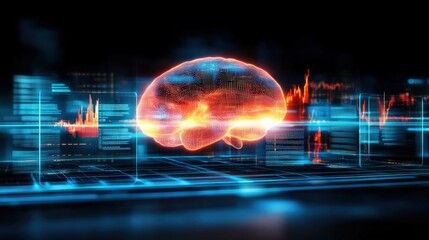 Poster - Innovative brain visualization technology digital realm 3d graphics futuristic environment close-up view neural insights