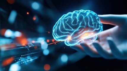 Poster - virtual reality brain interface technology innovation futuristic lab digital art high-tech environme
