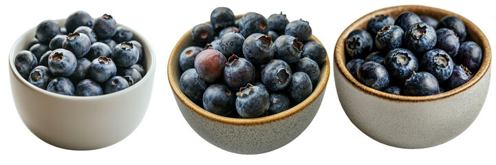 Leinwandbilder - A transparent background isolates a white bowl filled with blueberries, a creation of Generative Ai