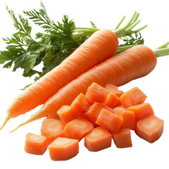 Leinwandbilder - Isolated on a transparent background is a fresh carrot and its slices, generated using stock techniques