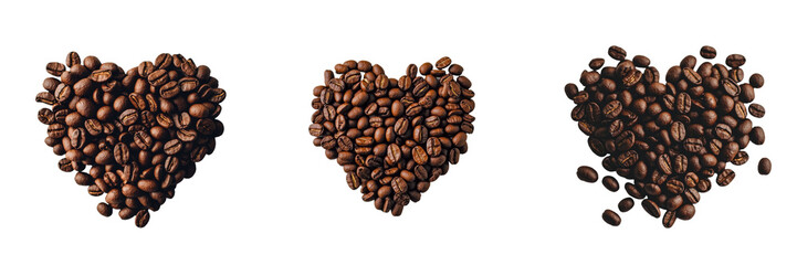 Poster - Coffee beans arranged in the shape of a heart are isolated on a transparent background, generated by Generative Ai