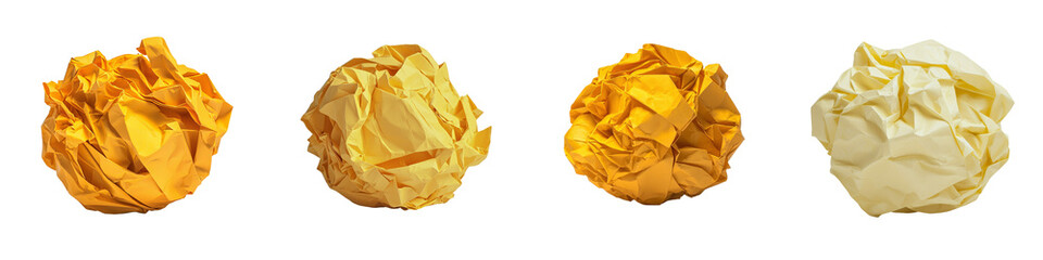 Poster - On a transparent background, an image of crumpled yellow paper has been generated using Ai