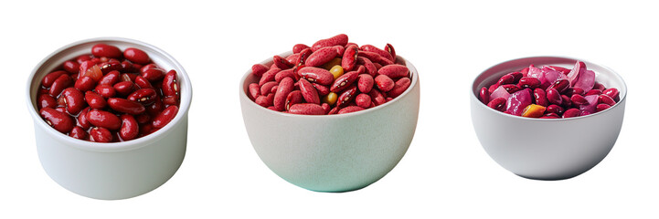 Poster - Red kidney beans in a bowl, isolated and set against a transparent background, is a Generative Ai creation