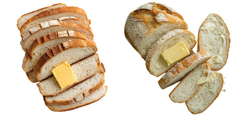 Poster - Toasted bread with butter isolated on a transparent background, made using Generative Ai technology