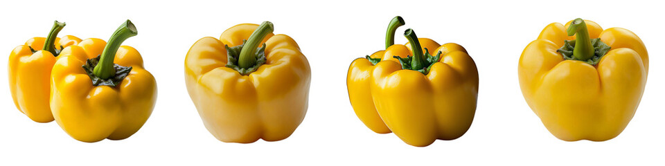 Poster - On a transparent background, a yellow bell pepper is depicted in isolation, a product of Generative Ai