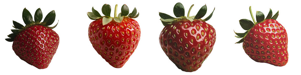 Leinwandbilder - On a transparent background, a strawberry is shown in isolation, the result of Generative Ai creation