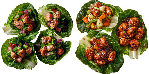 Poster - Turkey lettuce wraps, generated by Ai, are depicted on a transparent background in isolation
