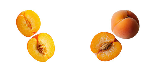 Aufkleber - Generative ai is used to depict isolated apricot halves on a transparent background