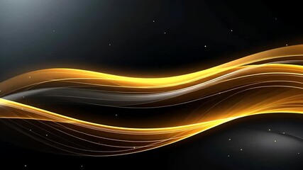 Poster - Abstract gold waves on dark background