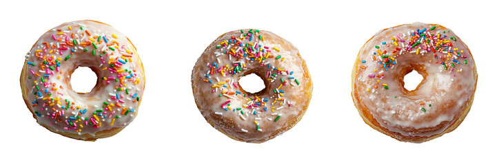 Poster - Isolated on a transparent background is a doughnut that has been adorned with sprinkles