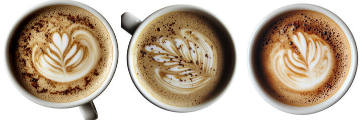 Poster - Isolated on a transparent background is a cappuccino with latte art, generated using stock