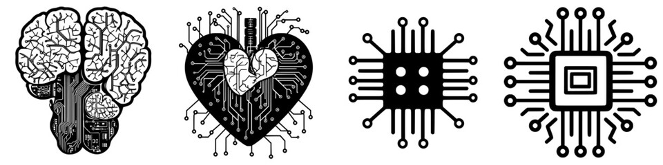 Poster - exploring the connection between technology and emotion with illustrations of brain heart and microc